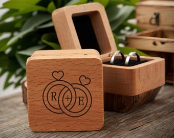 Benutzerdefinierte Hochzeit Ringbox, Paar Ringbox, quadratische Holz Ringbox, personalisierter Vorschlag Hochzeit Ringbox, Ringbox für Brauts Geschenk für Sie