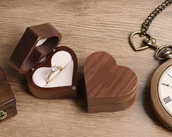 Wooden Heart Ring Box, Custom Wedding Ring Box, Love Ring Box, Wedding Ring Box, Proposal Wedding Ring Box, Ring Box for Brides