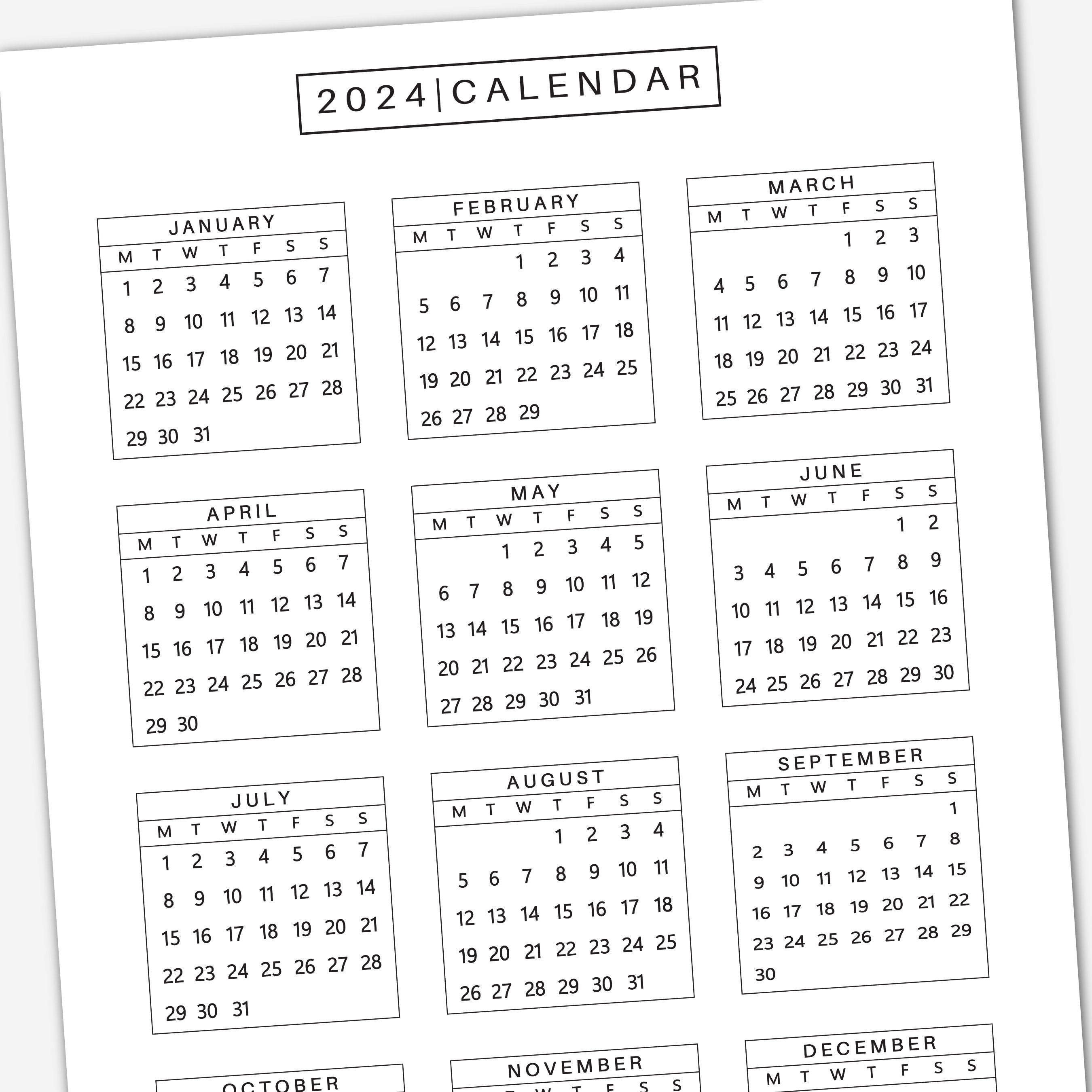 2024 Basic Mono Calendar, Large Poster Calendar 2024, Office, Home ...