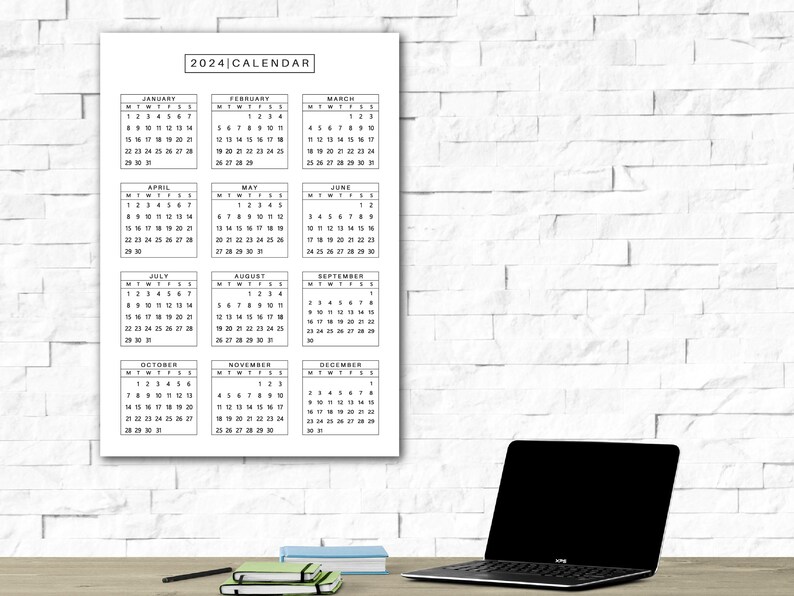 2024 Basic Mono Calendar, Large Poster Calendar 2024, Office, Home ...