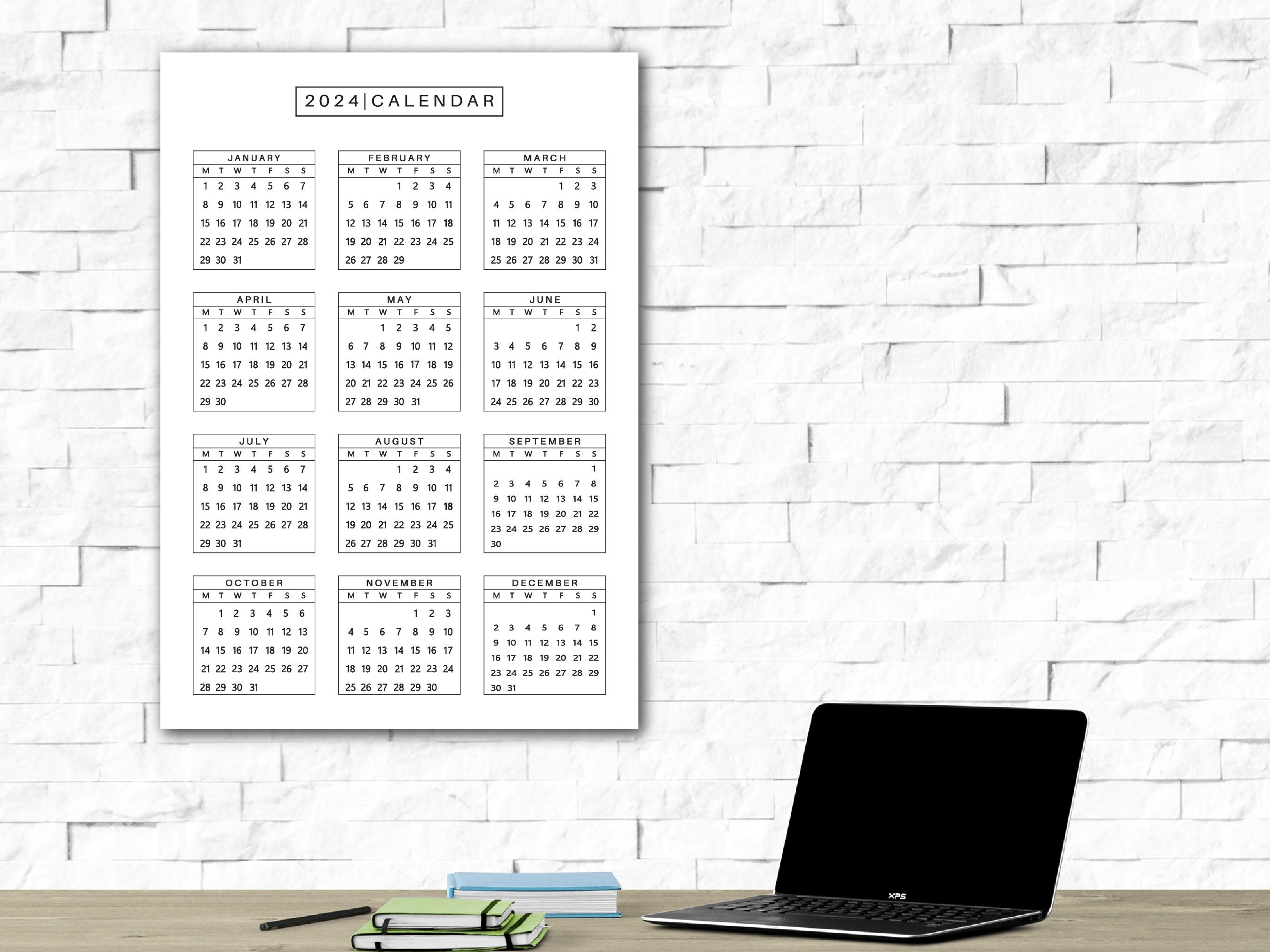 2024 Basic Mono Calendar, Large Poster Calendar 2024, Office, Home ...