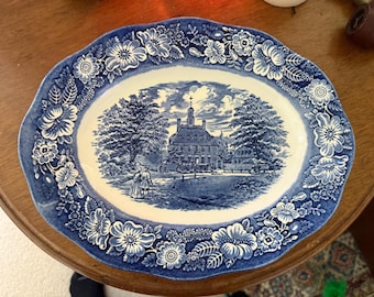 Bandeja para carne Liberty Blue Staffordshire Governor's House Williamsburg de 12 pulgadas