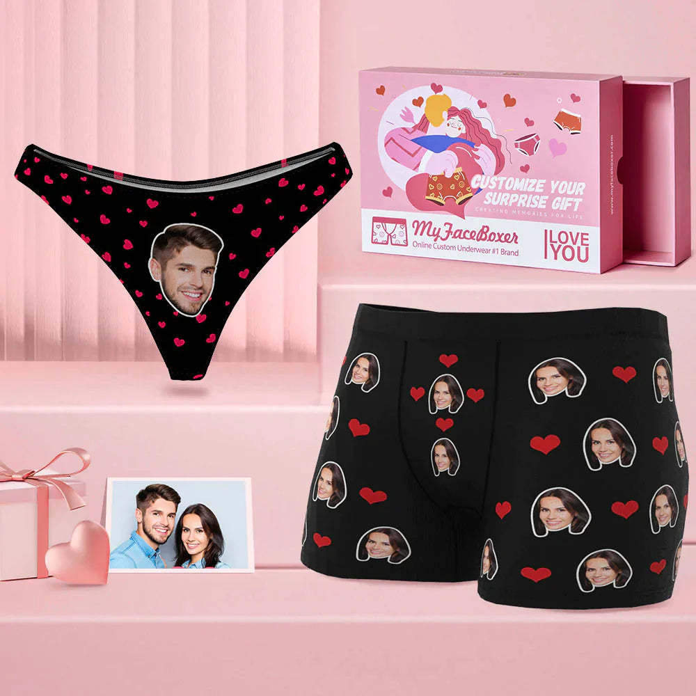 Custom Face Couple Matching Underwear Love Heart Personalized