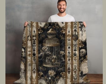 Macabre Halloween Luxurious Crushed Velvet Throw Blanket, Eerie Elegance, Plush Couch Throw, Great Gift Idea!