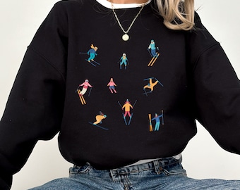 Retro Ski Sweatshirt Gift for Skier Retro Ski Sweater Ski Crewneck Retro Ski Pullover Skier Gift Retro Oversized Sweatshirt