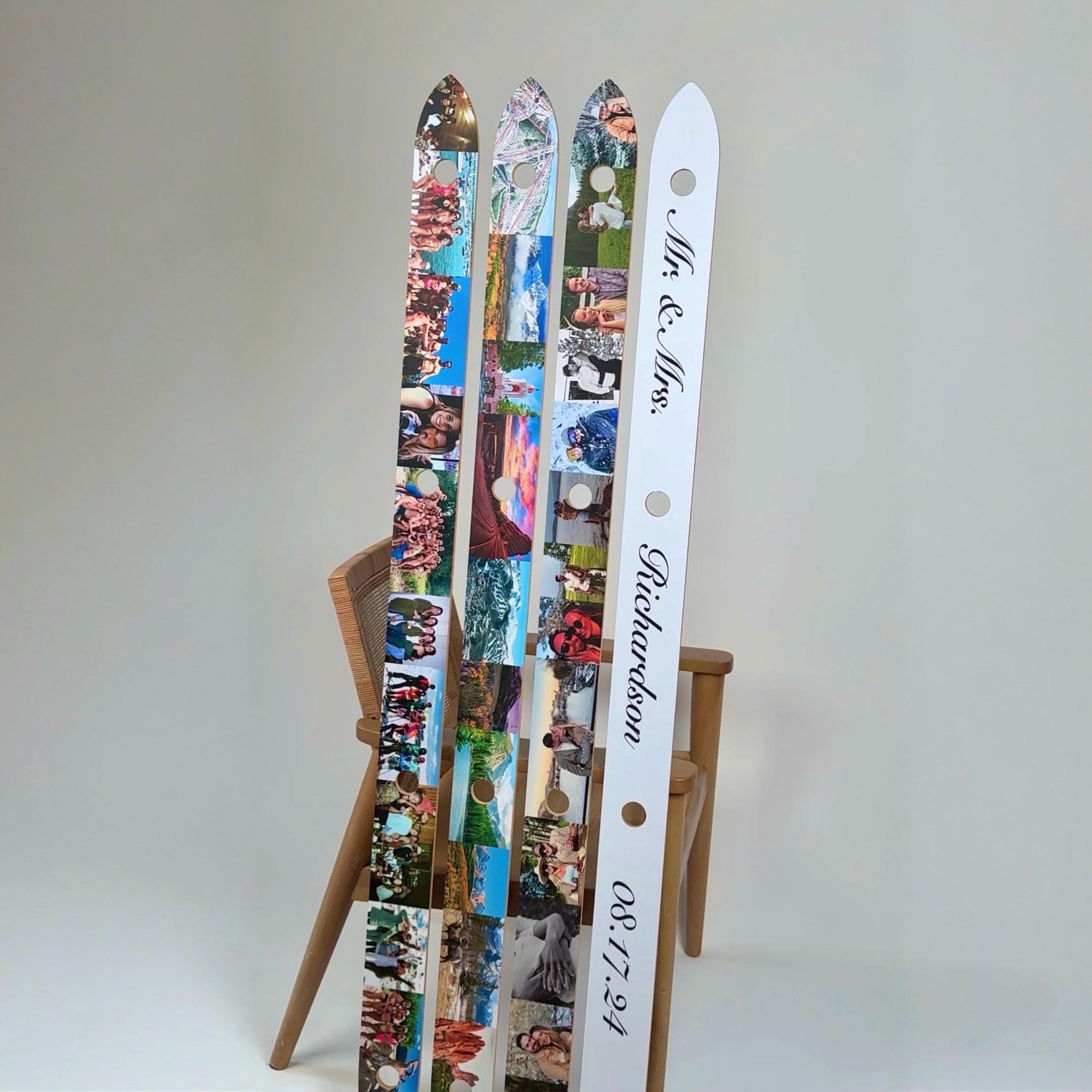 Custom Photo Shot Ski – Personalized Gift for Wedding, Engagement, Birthday, Bachelorette, Housewarming, 21st, Bachelor, Ski Trip, Bar