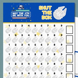 Faster Than Light Shut the Box-game - digitale download pdf-afdrukbare - spelbordbesparing, dashboardtracker, leuke leuke spaaruitdaging