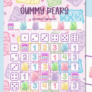 Gummy Bears Game - Digital Download PDF Printable - Game Board Savings, Dashboard Tracker, Fun Everyday Savings Challenge