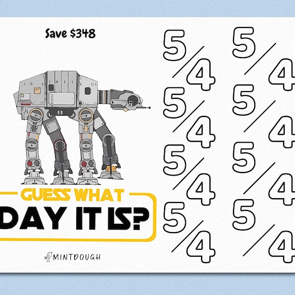 Jaki dzień jest wyzwaniem - cyfrowe pobieranie pliku PDF do wydrukowania - oszczędności na planszy do gry, śledzenie pulpitu nawigacyjnego, urocze wyzwanie oszczędnościowe