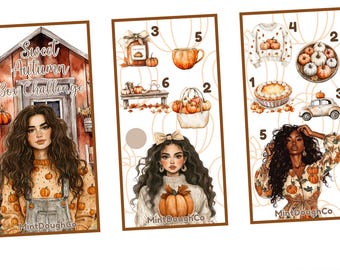 Sweet Autumn Box Challenge - Digital Download PDF Printable - Game Board Savings, Dashboard Tracker, Fall Theme Savings Challenge