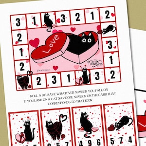 Valentine&#39;s Cat Game - Digital Download PDF Printable - Game Board Savings, Dashboard Tracker, Valentine&#39;s Savings Challenge