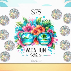 Vacation Mode Scratch-Off Challenge - Savings Tracker, Fund Tracker, Budget Tracker, Cash Envelopes, Scratcher Savings, Cruise Vacation
