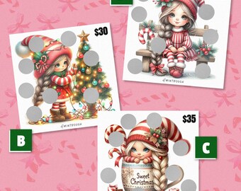 Sweet Christmas Small Scratch-Off Challenge - Savings Tracker, Fund Tracker, Budget Tracker, Cash Envelope, Cash Stuffing, Scratcher Savings