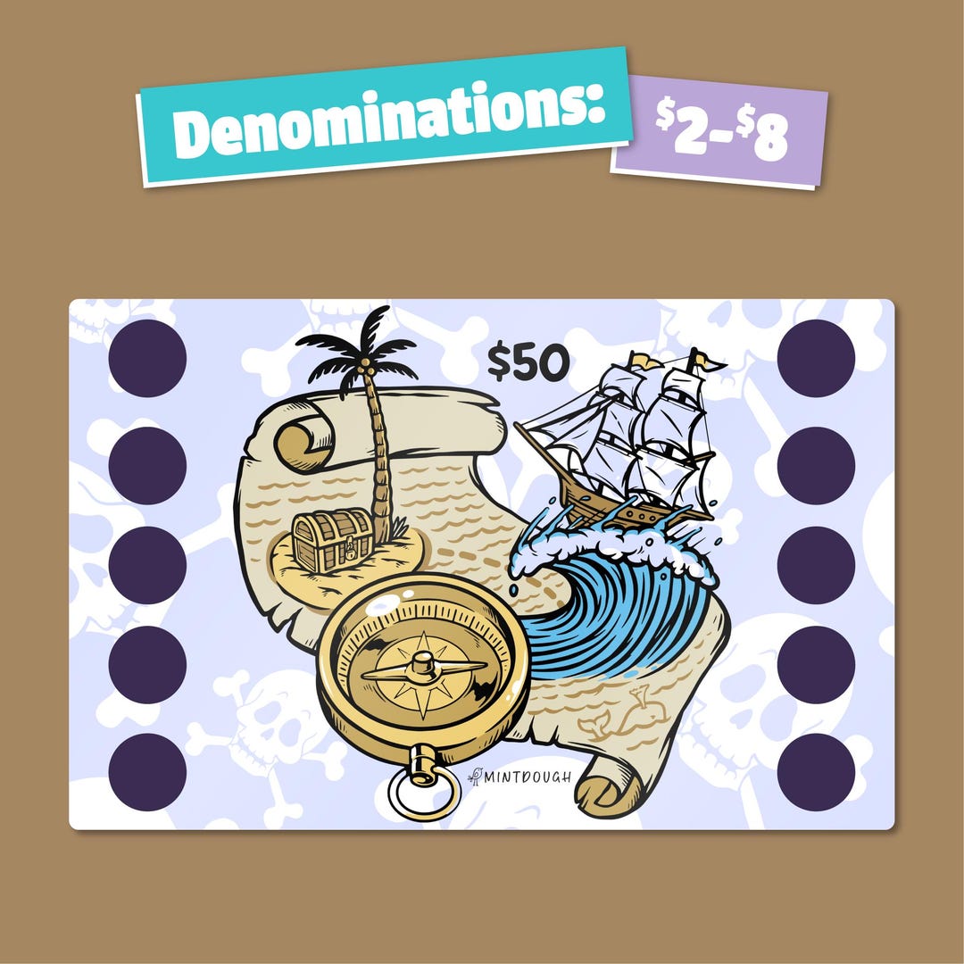 Buried Treasure Scratch-off Challenge - Savings Tracker, Fund Tracker ...