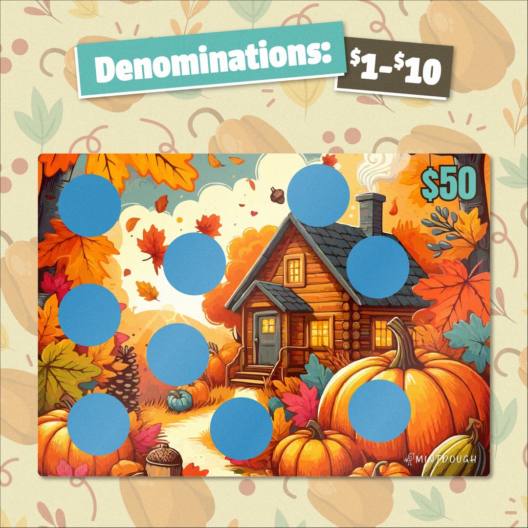 Fall Scratch Off Fall Cabin Scratch-off Challenge - Savings Tracker, Fund Tracker ...