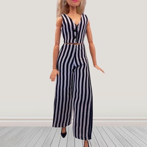 Formal striped vest and pants trouser, doll cloth outfit set, for 11.5 inches 29 cm regular sized doll
