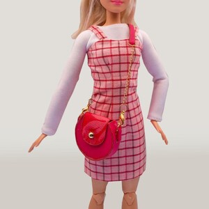 pink plaid dress 12 inch doll cloth outfit set
