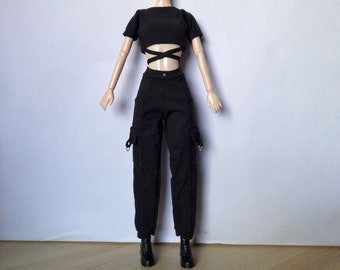 Cargo pants and top, doll cloth outfit set, for 11.5 inches 29 cm regular sized doll