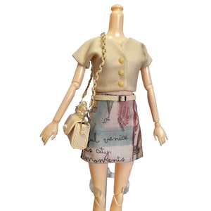 Statement Rock und Creme Top, Puppen Tuch Outfit Set für 11,5 Zoll 29 cm normal große Puppe