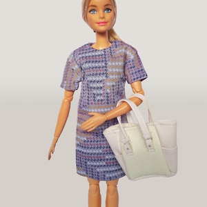 Simple dress with designer print, doll cloth outfit for 11.5 inches 29 cm regular sized doll