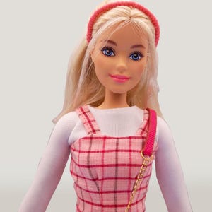 pink plaid dress 12 inch doll cloth outfit set