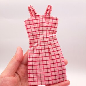 pink plaid dress 12 inch doll cloth outfit set