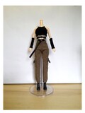 Cargo pants and top, doll cloth outfit set, khaki green and black, for 11.5 inches 29 cm regular sized doll product logo