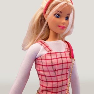 pink plaid dress 12 inch doll cloth outfit set
