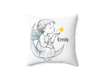 Angel Moon Pillow: Whimsical Celestial Nursery Decor