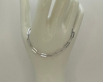 Paper clip bracelet 925 sterling silver