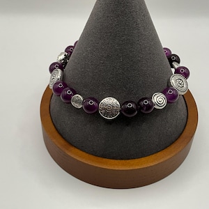 Handmade purple beaded charm bracelet, Y2K style bracelet, boho bracelet, new listing, unique jewelry, whimsical jewelry
