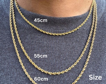 18k Gold Twist Chain and Rope Chain Necklaces, Stainless Steel Rope Chain Necklace, Jewelry Gift for Her or Him, Necklaces for Women and Men