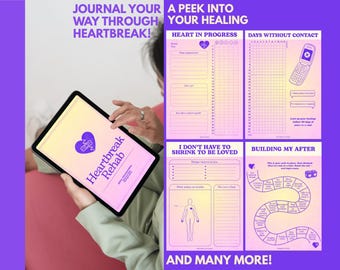 Heartbreak Rehab: Diario di guarigione digitale / Quaderno di lavoro per il recupero dalla rottura / Guarigione emotiva e autoriflessione / PDF stampabile