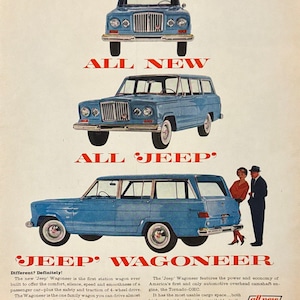 1962 Life Magazine Car Ad, Vintage Jeep Wagoneer Auto Advertisement, Retro Classic Advertisement, Wall Decor, Vintage Magazine Print Ad