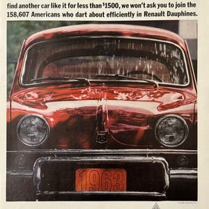 1962 Life Magazine Car Ad, Vintage Renault Advertisement, Retro Classic Advertisement, Wall Decor, Vintage Magazine Print Ad