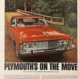 1962 Life Magazine Car Ad, Vintage Plymouth Advertisement, Retro Classic Advertisement, Wall Decor, Vintage Magazine Print Ad