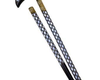 Bastón de madera de nogal con incrustaciones de nácar para el Día del Padre y Navidad: un regalo especial y significativo "Día de la Madre