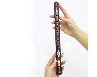 Ebony Wood Flute with Exquisite Mother of Pearl Inlay Handcrafted Musical Instrument for Elegant Melodies and Aesthetic Appeal Mother's Day