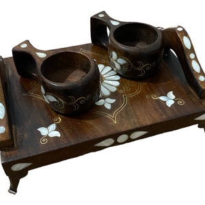 Moments of Pleasure at Home: Mother of Pearl Inlaid Tray and Elegant Set of Glasses valentines day