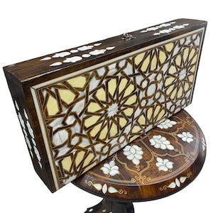 Mother of Pearl Inlaid Backgammon, Walnut Wood and Bronze Wire Inlaid backgammon set personalized gift