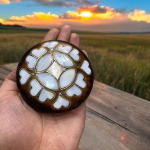 HAND MIRROR Hand Mirror, Blue Mother of Pearl Handmade Makeup Mirror Makeup Hand Mirror Antique Lotus Mirror, Gift for Girl Mother&#39;s Day