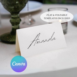 Printable Cursive Place Card Template: DIY Editable Canva Name Tags. Classy and Elegant Handwriting Effect (Digital Download A004)