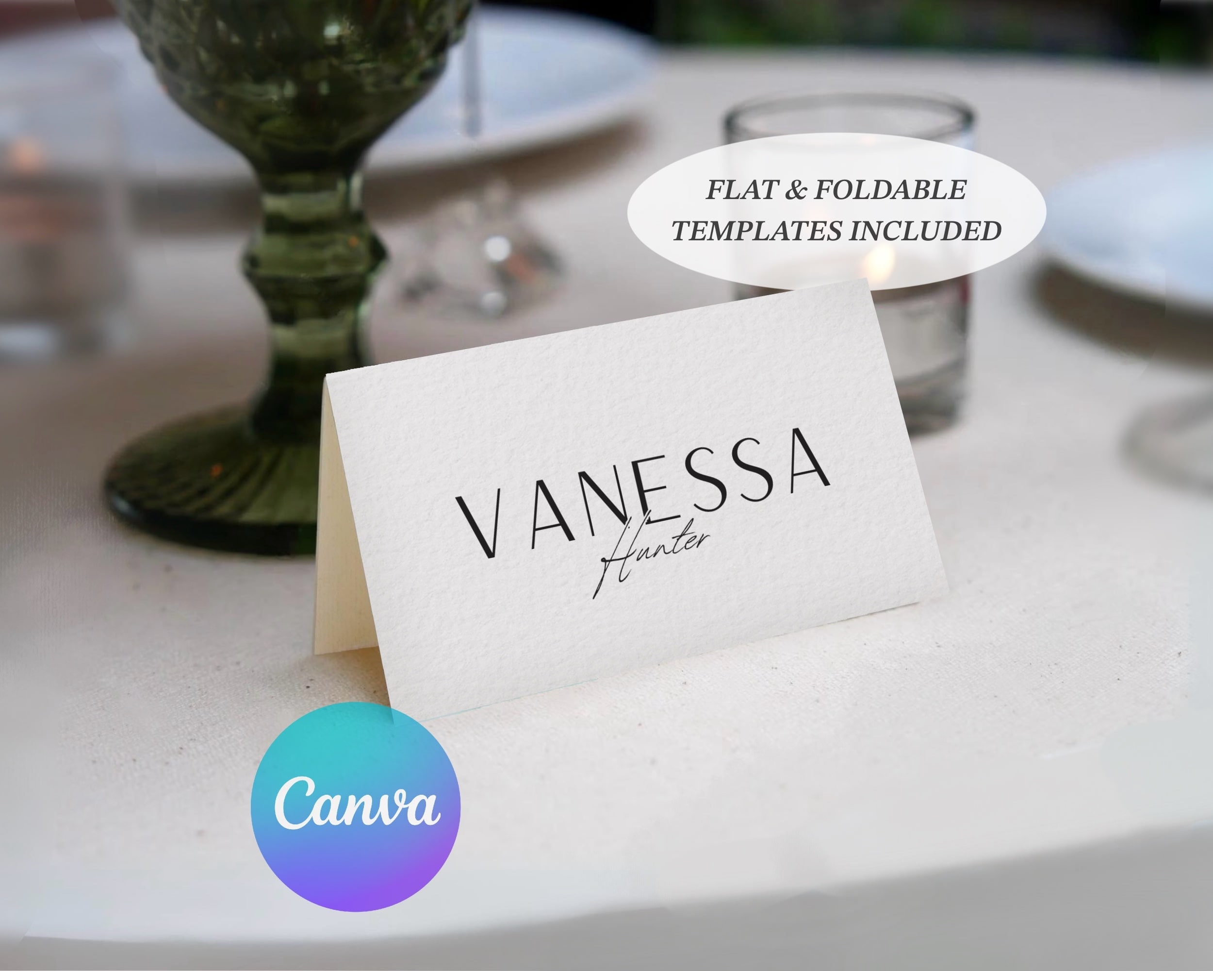 Printable Place Card Template: DIY Editable Elegant Canva Design (Digital Download A003)