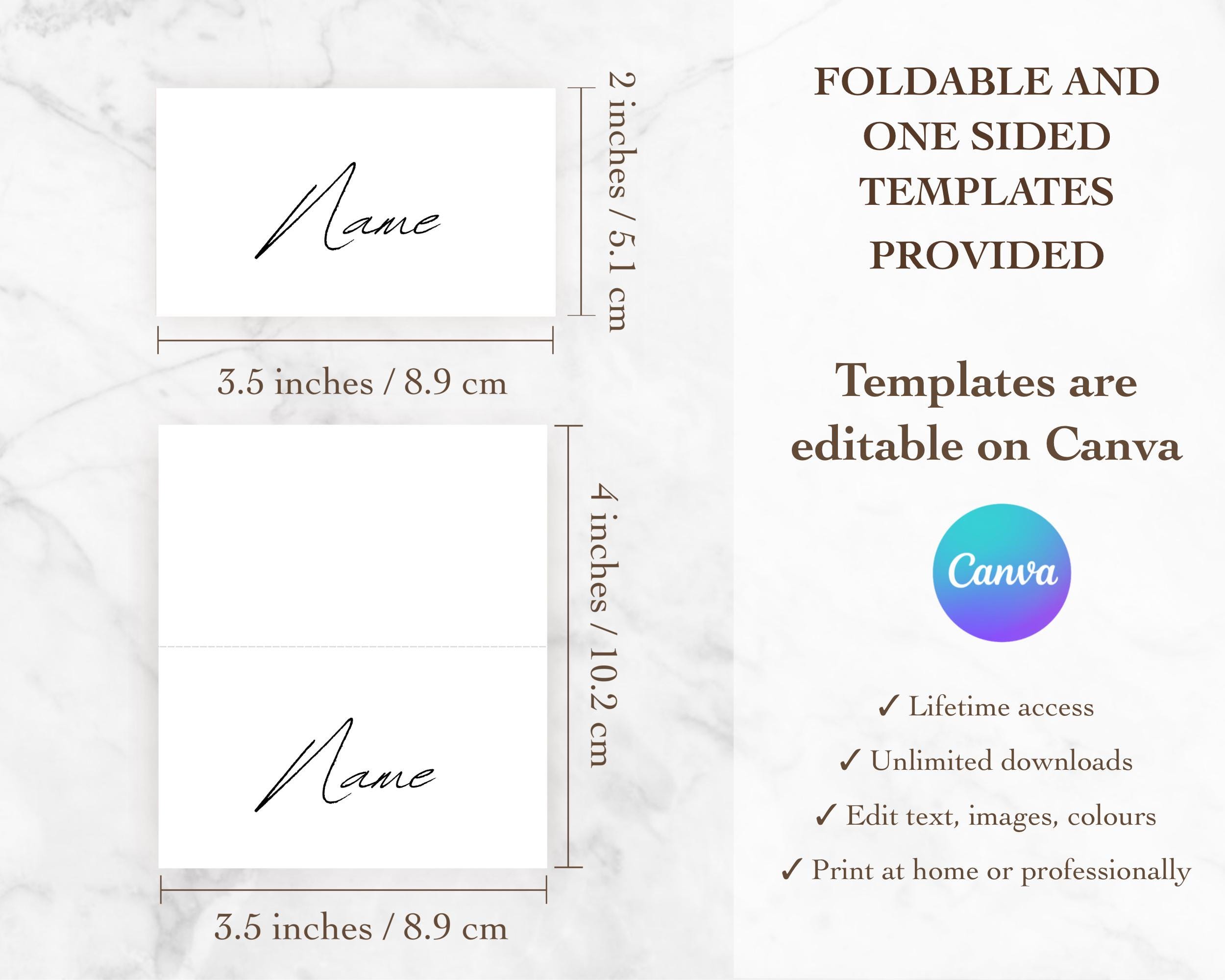 Printable Cursive Place Card Template: DIY Editable Canva Name Tags. Classy  and Elegant Handwriting Effect (digital Download A004) - Etsy, image size:2500x2000