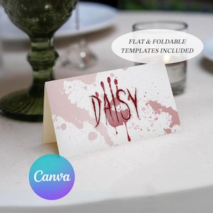 Printable Halloween Place Cards Template, Canva Custom Editable and Digital Download, Spooky Dinner Party Name Tag, Scary Instant Decor