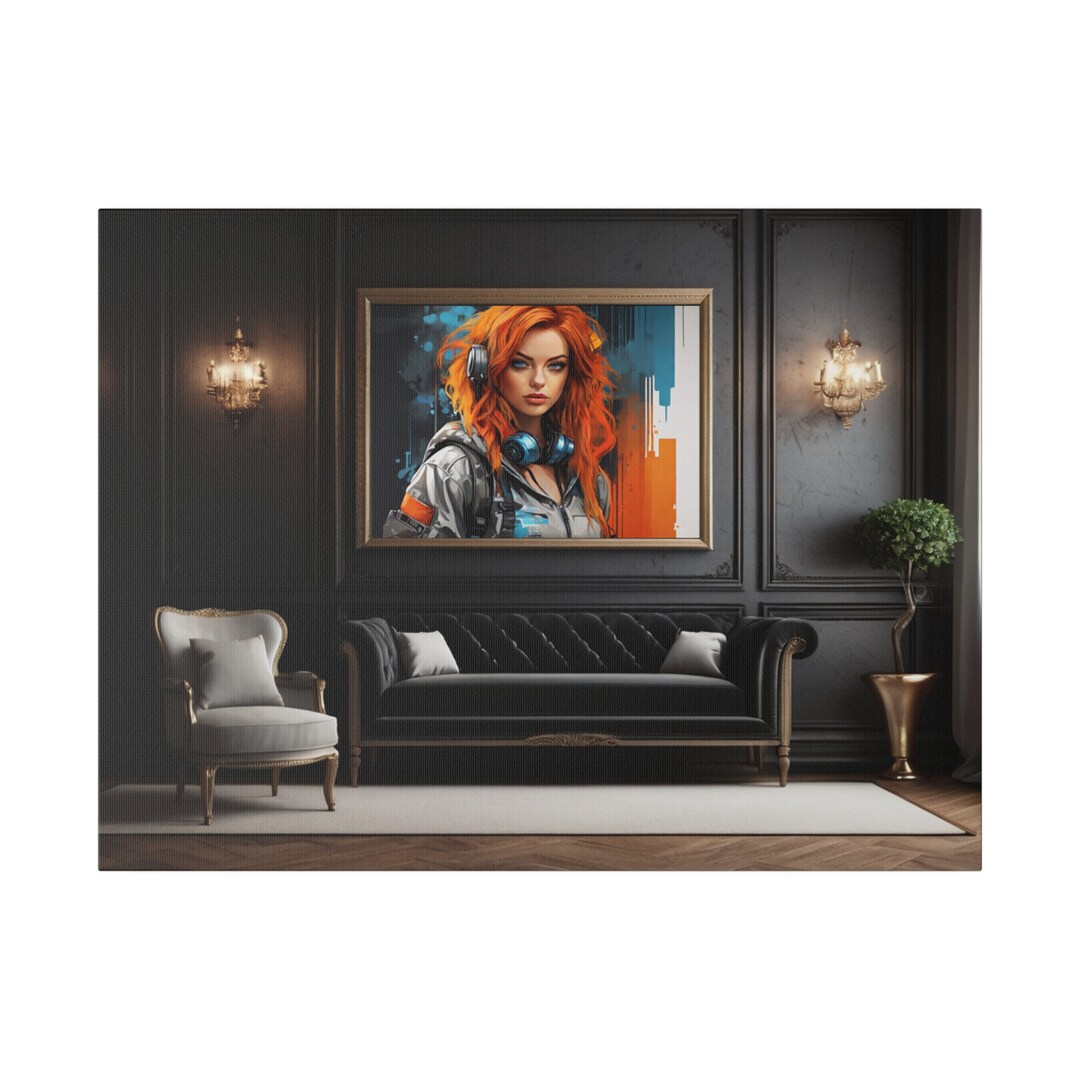 Black Rococo Couch Cyberpunk Chick Matte Canvas, Stretched, 0.75 - Etsy