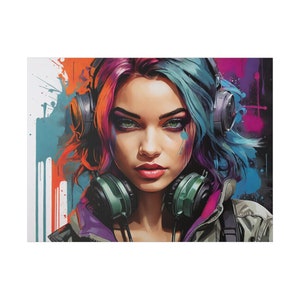 Elegant cyberpunk female model Matte Canvas, Stretched, 0.75&quot;