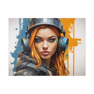 Elegant yellow haired cyberpunk model Matte Canvas, Stretched, 0.75&quot;