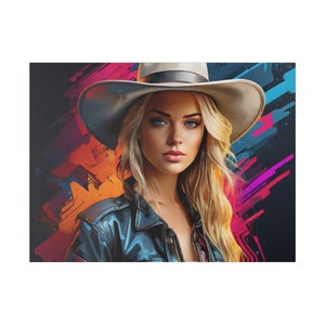 Blonde cowgirl model Matte Canvas, Stretched, 0.75&quot;