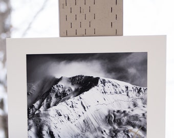 Affiche de l'Alaska « Mile 95 Seward Hy. Impression d'art faite main Les montagnes et l'hiver en Alaska 20 x 25 cm, impression noir et blanc